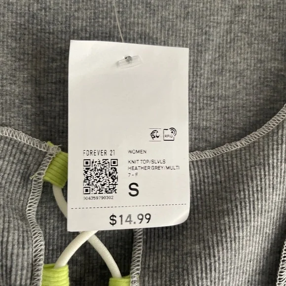 Forever 21 Women’s Knit Gray Black Green Lace Front Tank Top - Picture 8 of 9